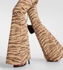 Tiger-print jersey flared pants