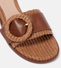 Marbella leather-trimmed raffia slides