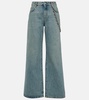 High-rise chain-detail flared jeans