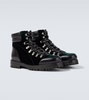 Janka leather-trimmed velvet combat boots