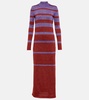 Striped metallic knit maxi dress