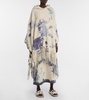 Tie-dye cashmere hooded poncho