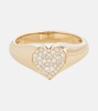 14kt yellow gold heart ring with diamonds