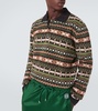 Wool jacquard polo sweater