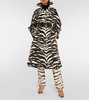 Zebra-print denim trench coat