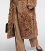 Curly shearling lamb long coat