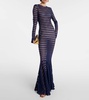 Striped mesh gown