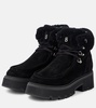 Shearling-trimmed leather ankle boots