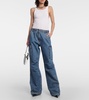 Wide-leg denim cargo pants