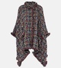 Wool-blend tweed poncho