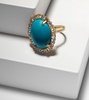 18kt gold ring with turquoise and diamonds