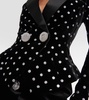 Polka-dot embellished velvet blazer