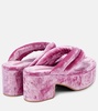 Velvet platform thong sandals