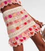 Bouquet floral cotton crochet miniskirt