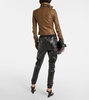 Asymmetric leather biker jacket