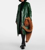 Faux fur-trimmed leather coat