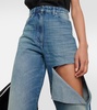 Distressed high-rise wide-leg jeans