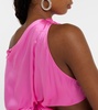 Draped cutout silk satin gown