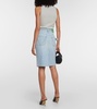 High-rise denim pencil skirt