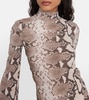 Snake-print turtleneck top