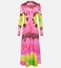 Tie-dye cashmere and silk midi dress