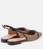 Jama leather-trimmed raffia ballet flats