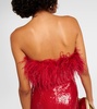 Nika sequined feather-trimmed gown