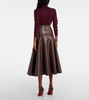 High-rise faux leather midi skirt