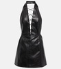 Atkins V-neck leather mini dress