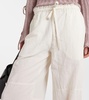 Mid-rise cotton and linen wide-leg pants