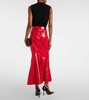 Jean faux leather maxi skirt