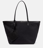 Leather-trimmed canvas tote bag