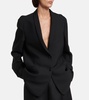 Caped single-breasted wool blazer