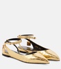 Padlock croc-effect ballet flats