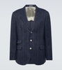 Striped linen, silk and wool blazer