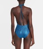 Jacquard halterneck swimsuit