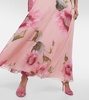 Caped floral silk georgette gown