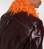 Faux fur-trimmed leather jacket