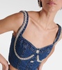 Embellished denim crop top