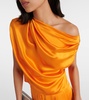 Draped one-shoulder silk top