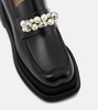 Embellished leather platform loafers