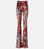 Floral crushed velvet flared pants