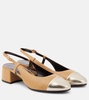 Logo leather slingback pumps