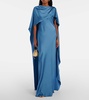 Izel caped satin gown