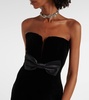 Bow-detail strapless velvet gown