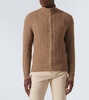 Cable-knit cashmere zip-up sweater