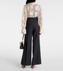 High-rise wool and cotton wide-leg pants