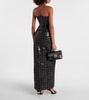 Sequined strapless tweed maxi dress