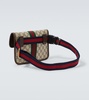 Ophidia Leather and Webbing-Trimmed Monogrammed Coated-Canvas Belt Bag