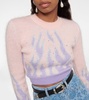 Embellished jacquard mohair-blend sweater